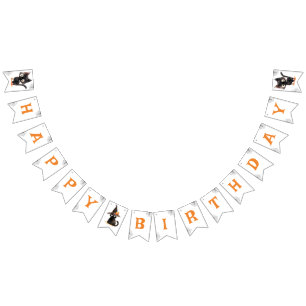 Cute Back cat Halloween  birthday party Bunting Flags