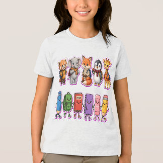 Cute Back to School Animals PNG | Kawaii Autumn  Tri-Blend Shirt