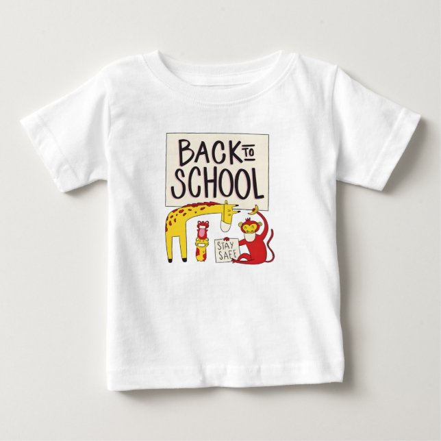 Cute Back to School Animals Safety Design Baby T-Shirt (Front)