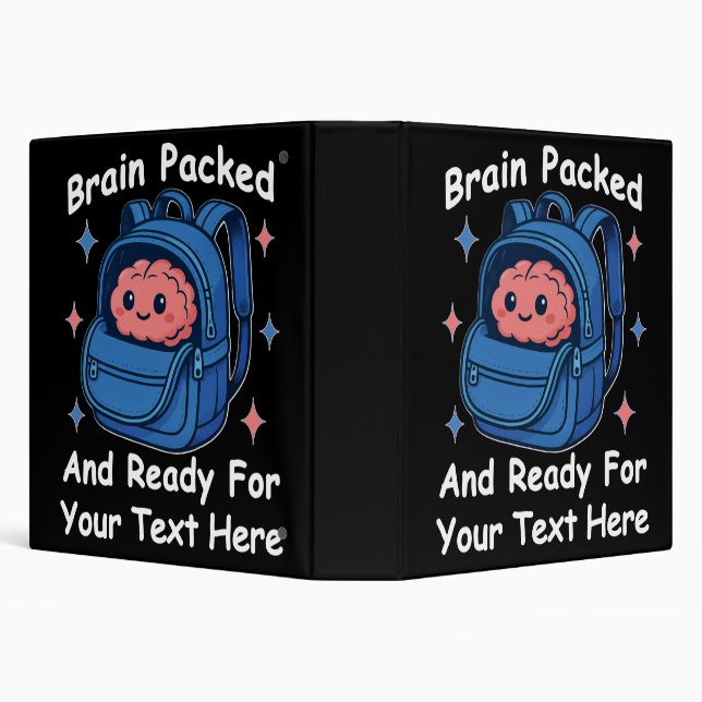 Cute Back-to-School Customizable “Brain Ready" 3 Ring Binder (Background)