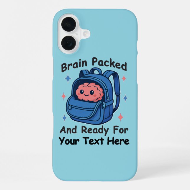 Cute Back-to-School Customizable “Brain Ready" Iphone Case (Back)