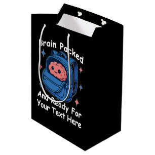 Cute Back-to-School Customizable “Brain Ready" Medium Gift Bag