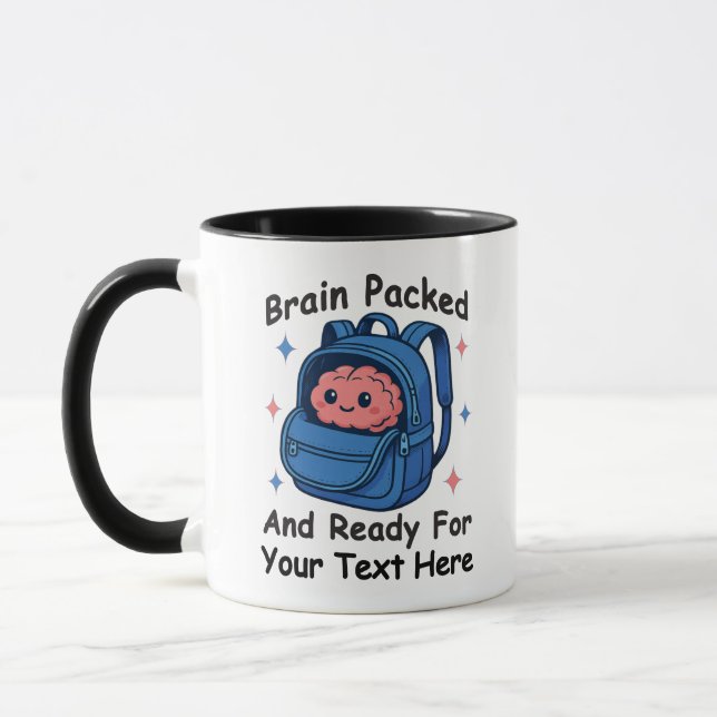 Cute Back-to-School Customizable “Brain Ready" Mug (Left)