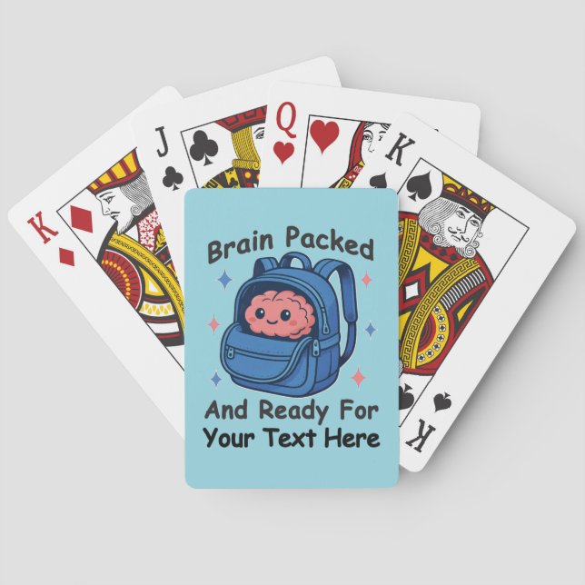 Cute Back-to-School Customizable “Brain Ready" Poker Cards (Back)