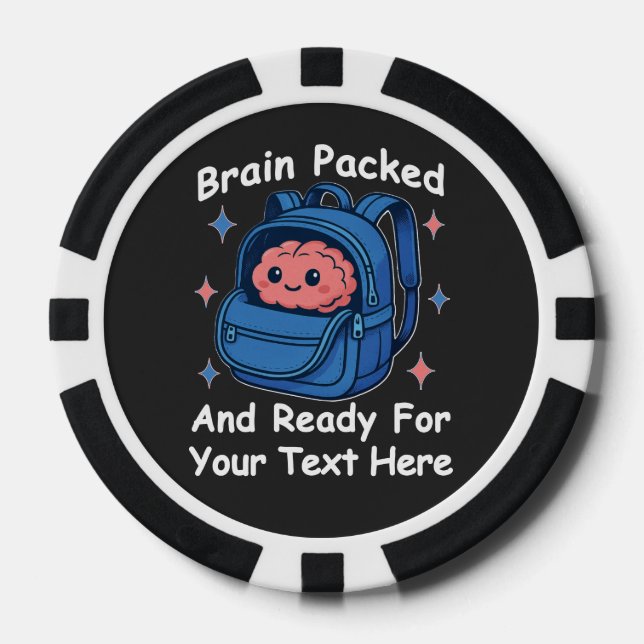 Cute Back-to-School Customizable “Brain Ready" Poker Chips (Front)