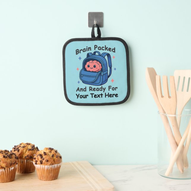 Cute Back-to-School Customizable “Brain Ready" Pot Holder (Insitu(Hanging))