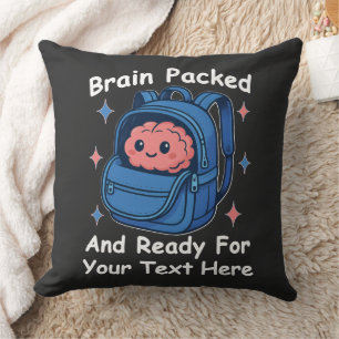 Cute Back-to-School Customizable “Brain Ready" Throw Pillow