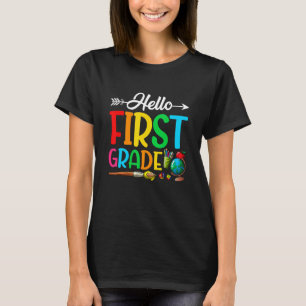 Cute Back To School Hello First Grade First Day Of T-Shirt