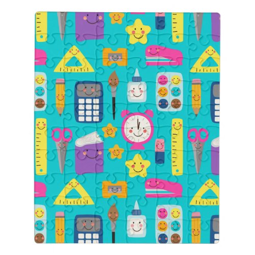 Cute Back to School Kawaii Classroom Supplies Jigsaw Puzzle