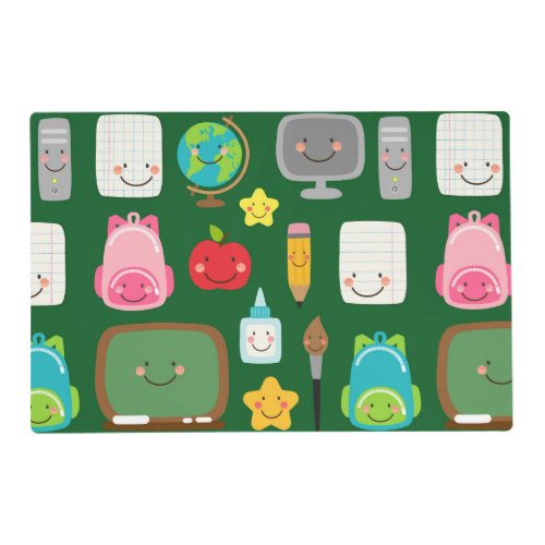 Cute Back to School Kawaii Classroom Supplies Placemat