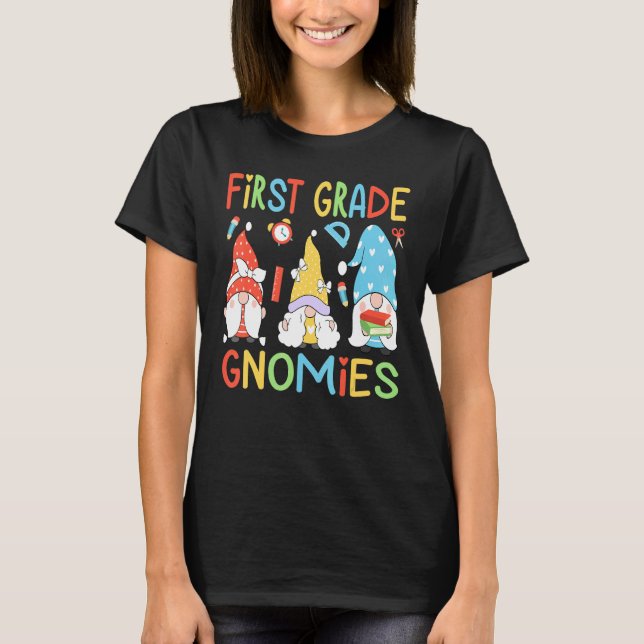 Cute Back To School Matching First Grade Gnomes T-Shirt (Front)