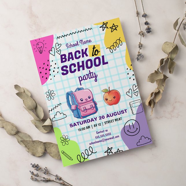 Cute Back to School Party Invitation (Creator Uploaded)