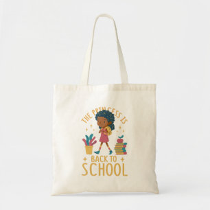 Cute Back to School Princess Girl Illustration Tote Bag