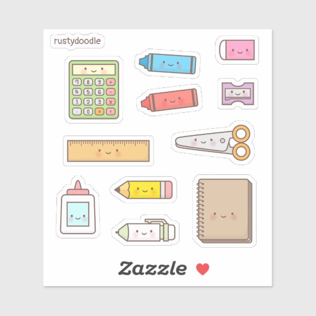 Cute Back to School Supplies Set Sticker (Sheet)