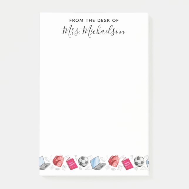 Cute Back to School Supplies Teacher Post-it Notes (Front)