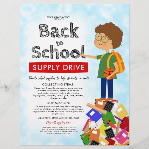 Cute Back To School Supply Drive Fundraiser Flyer