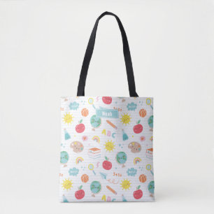 Cute back to school with name tote bag
