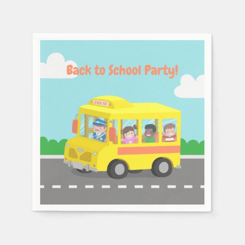 Cute Back to School Yellow Bus Kids Party Supplies Napkins