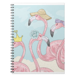 Cute background with flamingos. Summer background Notebook