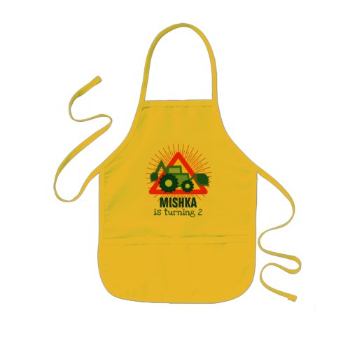 Cute Backhoe Turning 2 _ Birthday Template _ Name Kids Apron