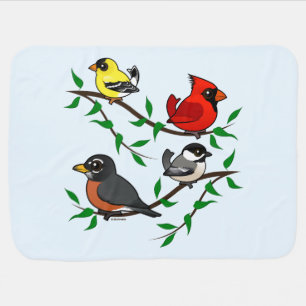 Cute Backyard Birds Baby Blanket