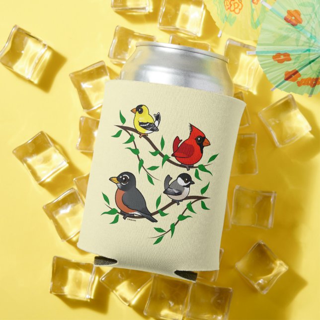 Cute Backyard Birds Can Cooler (In Situ Summer)