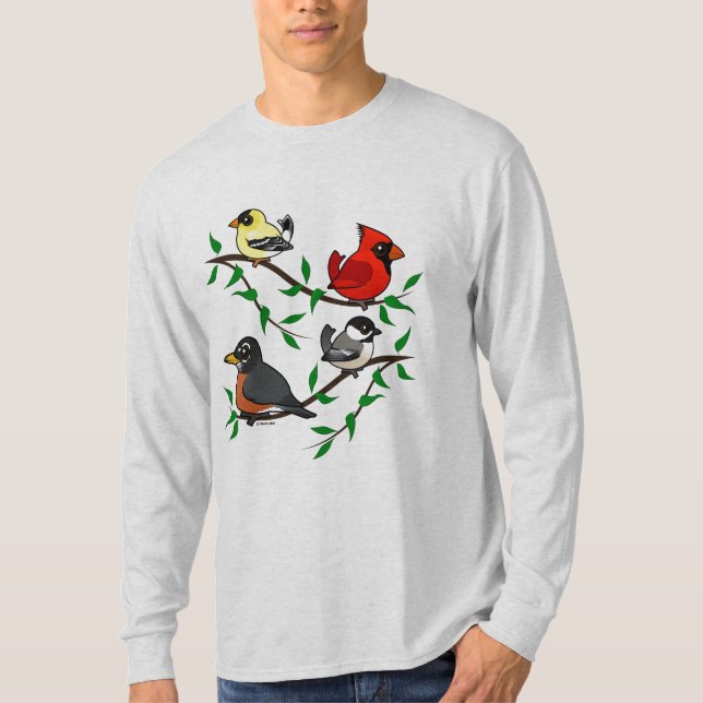 Cute Backyard Birds T-Shirt (Front)