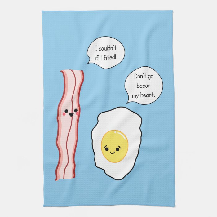 Cute Bacon and Egg Cartoon Hand Towel