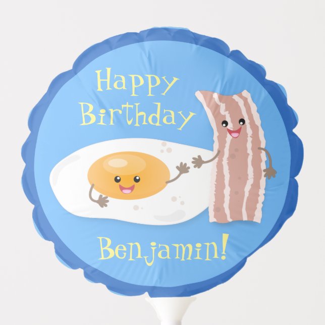Cute bacon and egg cartoon illustration balloon (Front)