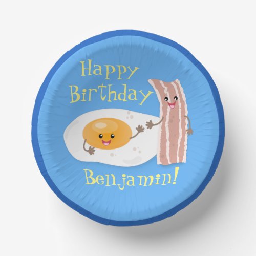 Cute bacon and egg cartoon illustration paper bowls