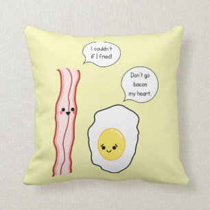 Cute Bacon and Egg Cartoon Throw Pillow