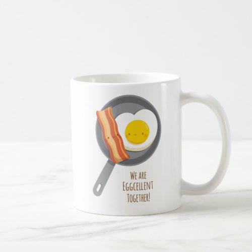 Cute Bacon and Egg Eggcellent Love Pun Mug