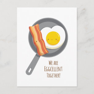 Cute Bacon and Egg in Love Valentines Day Postcard