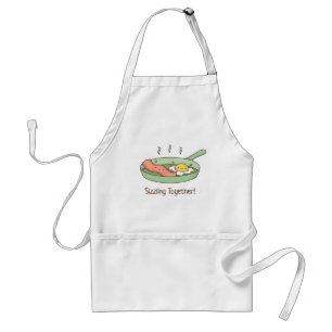 Cute Bacon and Egg Sizzling Together Funny Vday Adult Apron