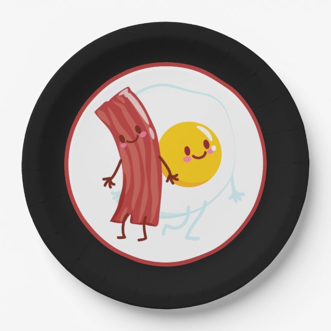 cute Bacon eggs Breakfast Paper Plates (Front)