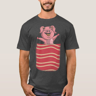 Cute Bacon Lover Funny Pig Pork Pocket Bacon 631 T-Shirt