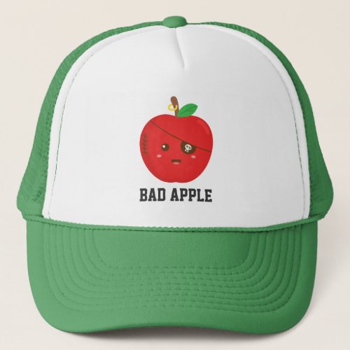 Cute Bad Apple with Eye Patch Trucker Hat