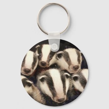 Cute Badger Cubs Keychain by Rosemariesw at Zazzle