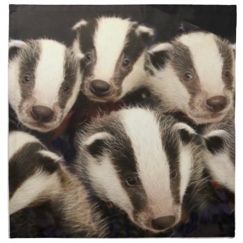 Cute Badger Cubs Napkin by Rosemariesw at Zazzle