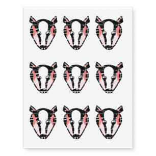 Cute Badger Face Temporary Tattoos