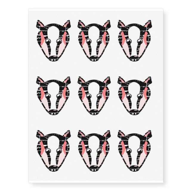 Cute Badger Face Temporary Tattoos (Front)