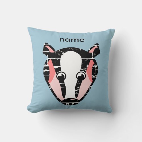 Cute Badger Face Throw Pillow