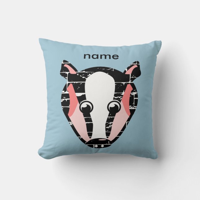 Cute Badger Face Throw Pillow (Front)