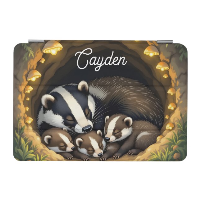 Cute  Badger Family Personalized iPad Mini Cover (Horizontal)