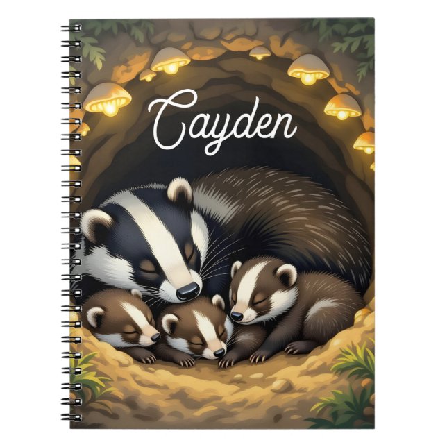 Cute  Badger Family Personalized Notebook (Front)