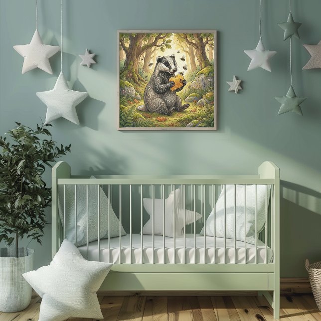 Cute Badger Forest Animals Nursery Poster (Creator Uploaded)