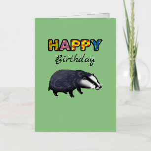 cute badger Happy Birthday Foil Greeting Card