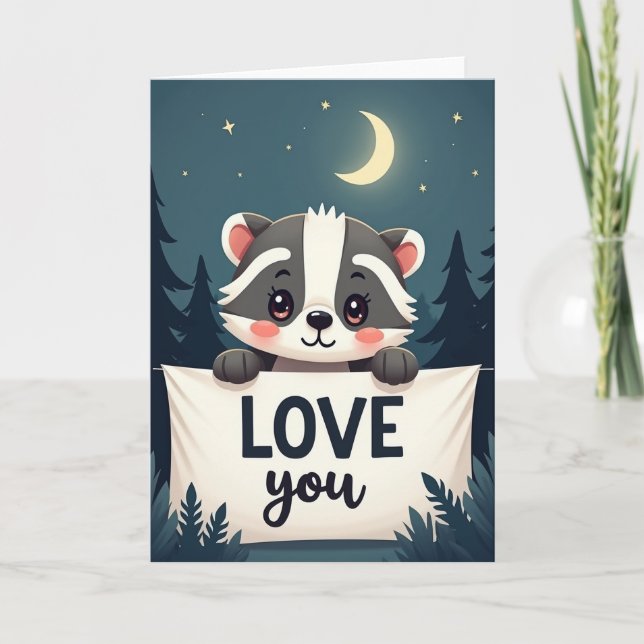 Cute Badger I Love You Card (Front)