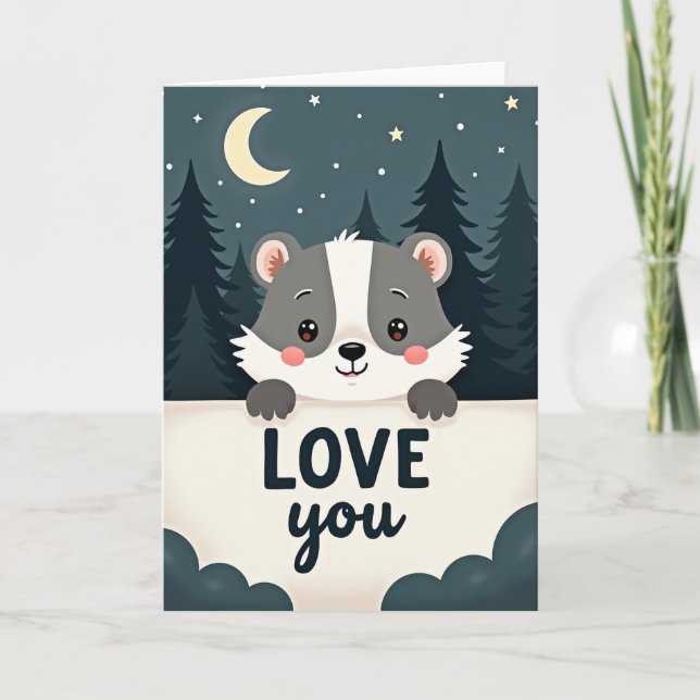 Cute Badger Love You Card (Front)