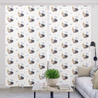 Cute Badger Sleeping on Moon with Blanket Nursery